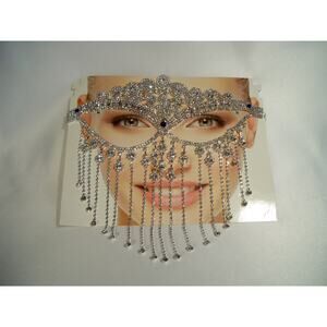 Rhinestone harem dangle mask, costume masquerade cosplay Halloween prom mask